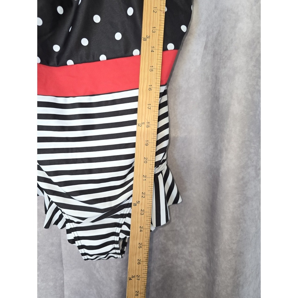 ModCloth BLACK POLKA DOT Katie Polka-Dot Bandeau One-Piece Swimsuit, US XL - Picture 9 of 12